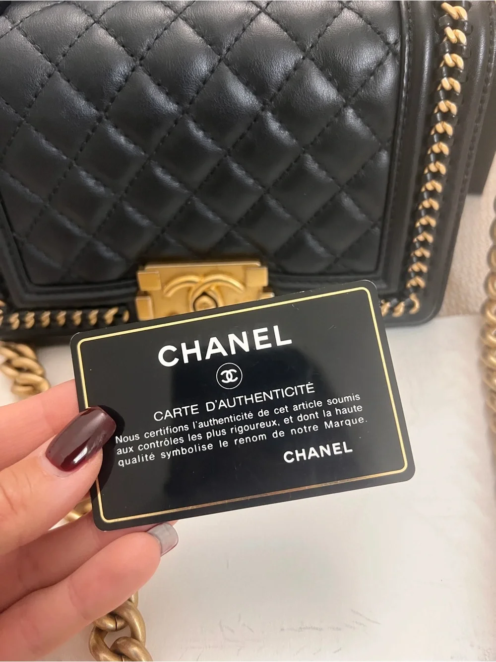 CHANEL Black Quilted Leather Shoulder Boy Bag with Gold Hardware